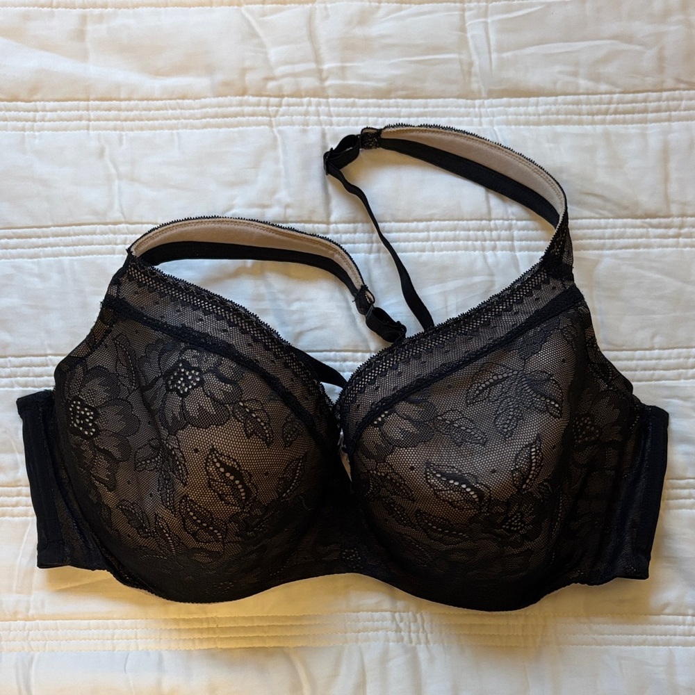 Cacique Black Floral Lace Bra